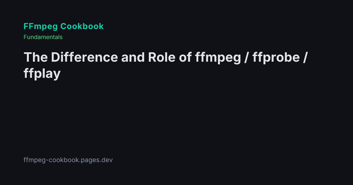 The Difference and Role of ffmpeg / ffprobe / ffplay