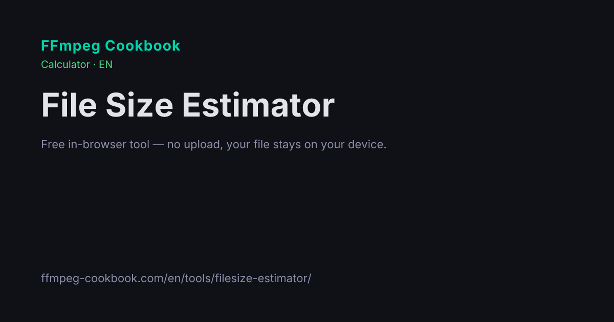 File Size Bitrate Video File Size Calculator — Bitrate Estimator | FFmpeg Cookbook