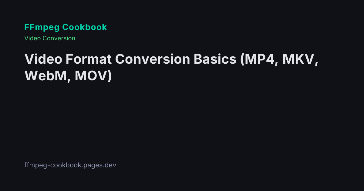 Video Format Conversion Basics (MP4, MKV, WebM, MOV)